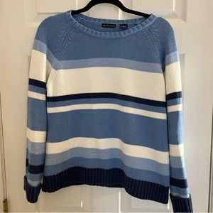 (3 for $20) Bay Studio Large Blue & White Horizontal Striped Sweater Crewneck